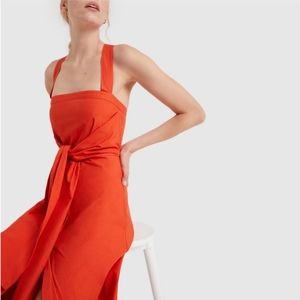 Proenza Schouler Poplin Apron Dress in Bright Orange, Size 2